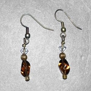 Brown Organic Bead Dangle Earrings